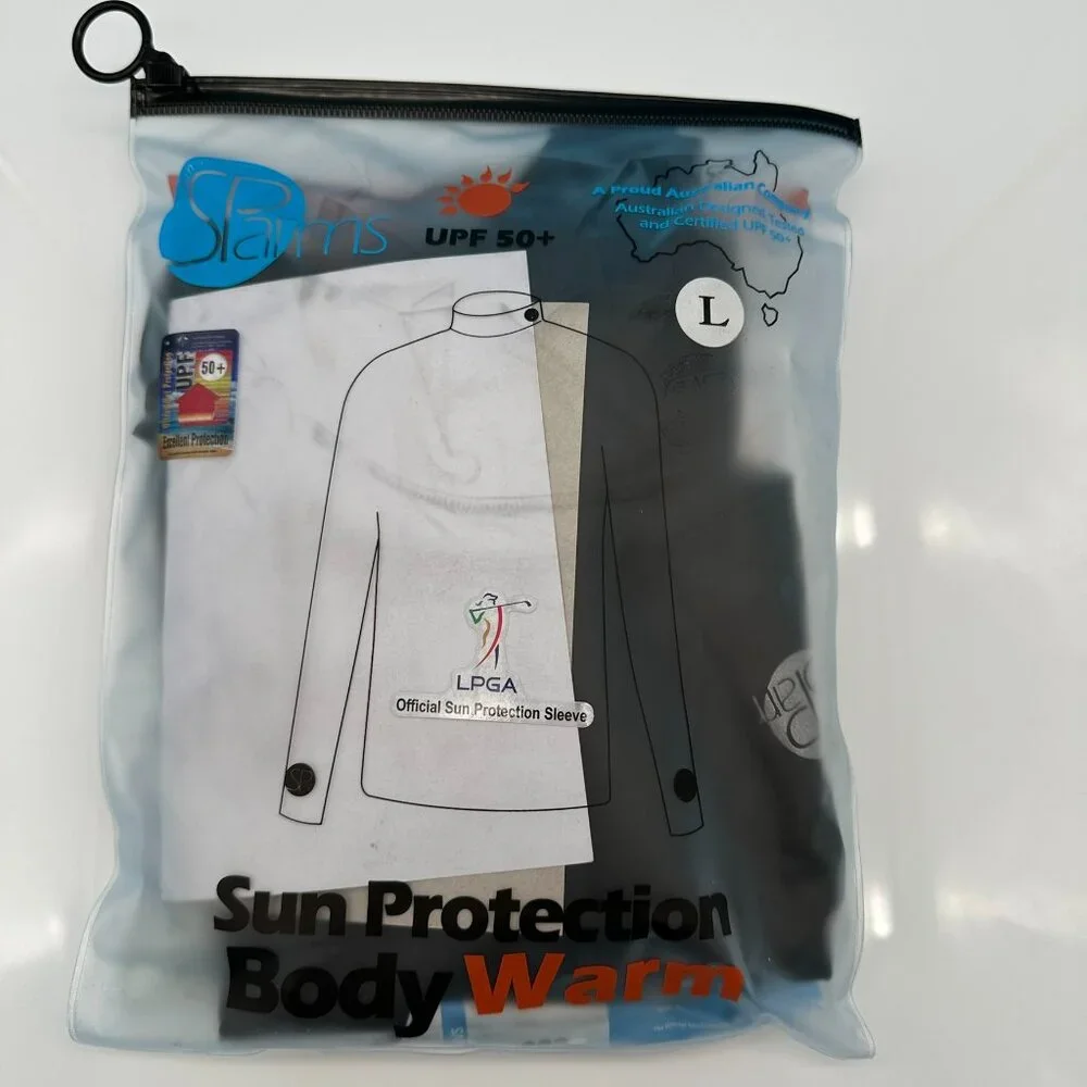 SParms Men's High Neck Sun Protection Breathable‎ Body Shirt, Size Large, Black